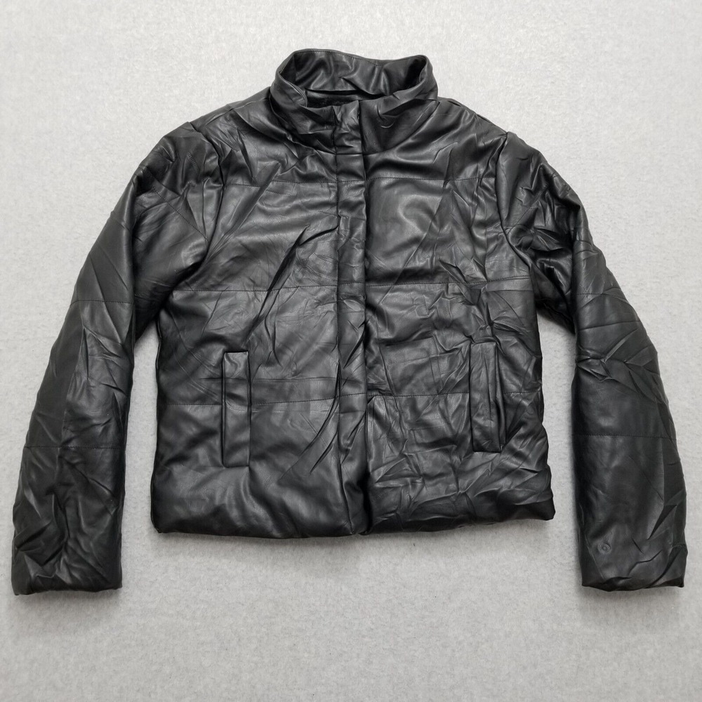 Ci Sono Jacket Womens‎ Large Black Pockets Outdoor Zip Faux Leather Polyurethane